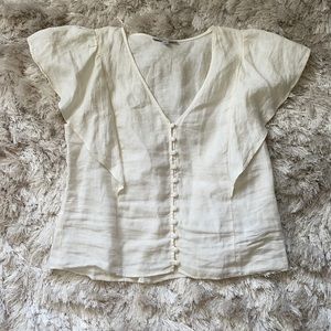 Madewell Cream Linen Blouse Sz 8